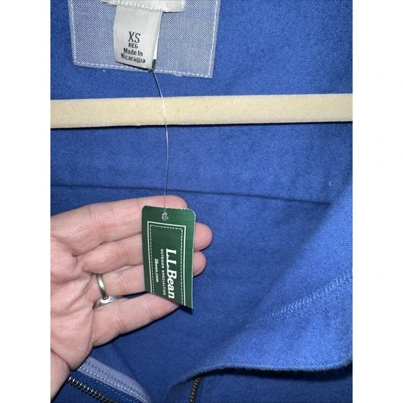 LL Bean Vintage Pullover Flannel/Fleece Blue Half Zip XS Women, Regular Fit NWT - Picture 5 of 11
